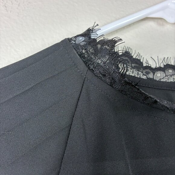 NEW Express Lace Collar Pleat Sleeve Black Blouse Size M Gothic Dreamcore - Picture 4 of 8